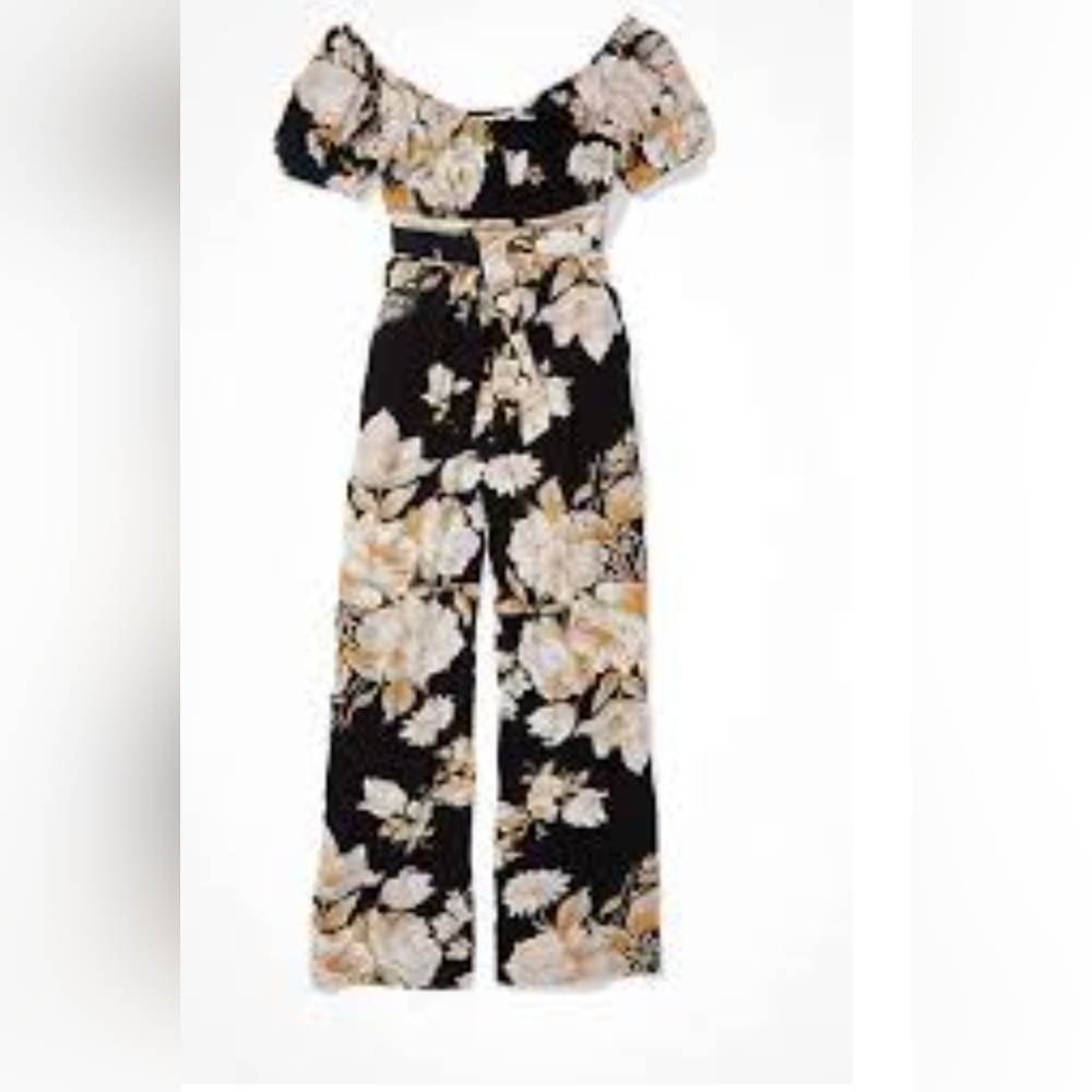 American Eagle Floral Belted & Smocked Wide Leg Romper XXL